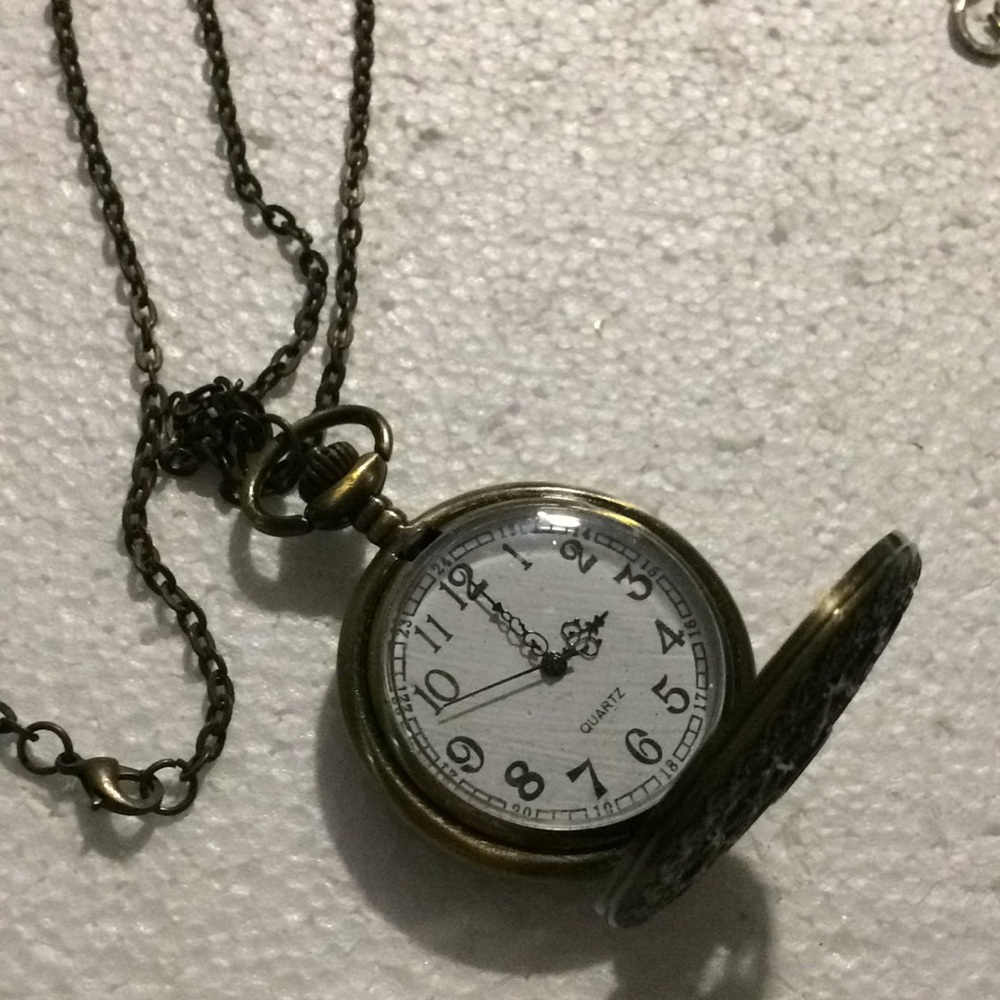 Vintage brass necklace watch